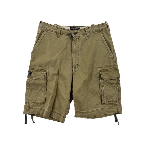 Abercrombie & Fitch Men Khaki Cargo Shorts With Drawstring Sz 32‎ - Picture 1 of 4